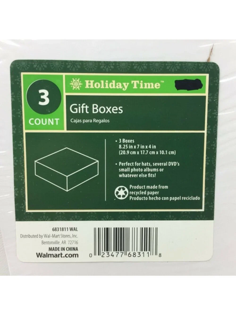 Holiday Time 3-Count White Gift Boxes 8.25